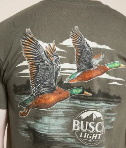 Graphic T-Shirts | JEDCo Busch Light Fowl Fall T-Shirt Olive