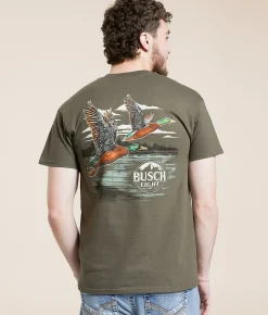 Graphic T-Shirts | JEDCo Busch Light Fowl Fall T-Shirt Olive