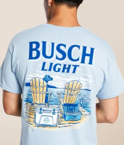 JEDCo Busch Light Lake Dock T-Shirt Light Blue Clearance
