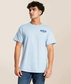 JEDCo Busch Light Lake Dock T-Shirt Light Blue Clearance