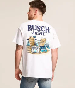 JEDCo Busch Light Lake T-Shirt White New