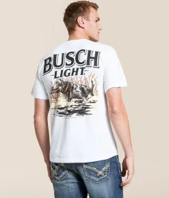 Tops|Graphic T-Shirts | JEDCo Busch Light Marsh Lab T-Shirt White