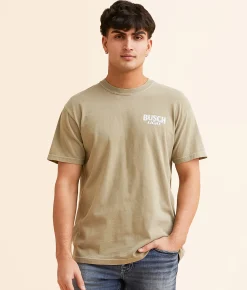 Graphic T-Shirts | JEDCo Busch Light Marsh T-Shirt Khaki