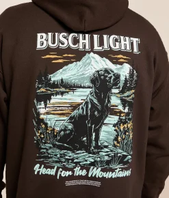 JEDCo Busch Light Mountain Lab Hooded Sweatshirt Dark Chocolate