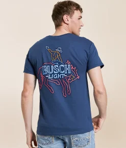 JEDCo Busch Light Neon Cowboy T-Shirt Blue Dusk Best