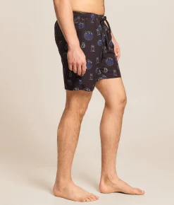 Bottoms|Swimwear | Tropical Bros. Busch Light Neon Stretch Swim Trunks Black