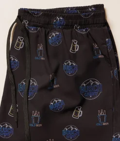 Bottoms|Swimwear | Tropical Bros. Busch Light Neon Stretch Swim Trunks Black