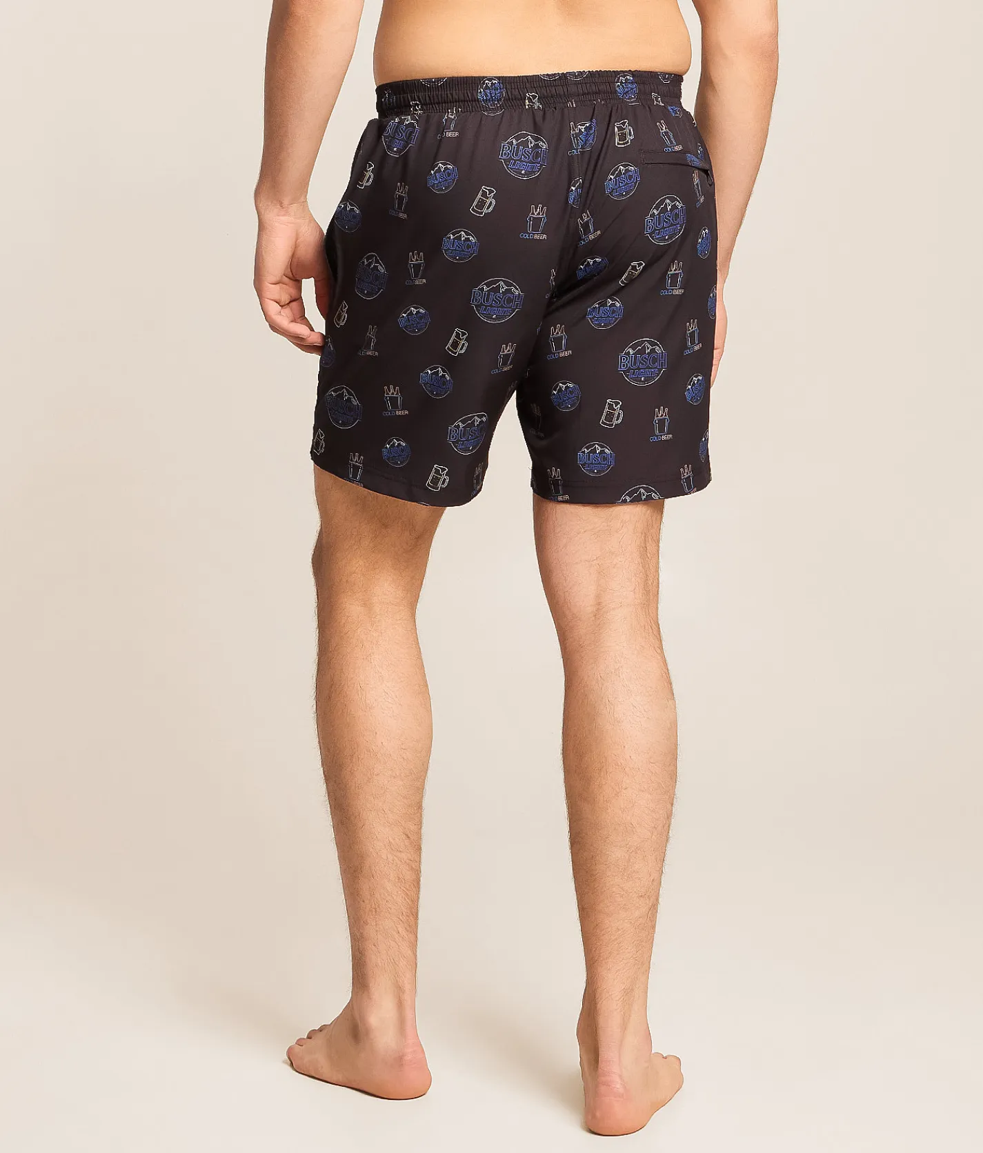 Bottoms|Swimwear | Tropical Bros. Busch Light Neon Stretch Swim Trunks Black