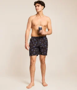 Bottoms|Swimwear | Tropical Bros. Busch Light Neon Stretch Swim Trunks Black
