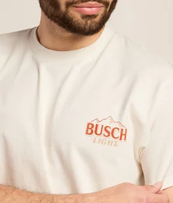 Brew City Busch Light Overlay Cowboy T-Shirt Vintage White Discount