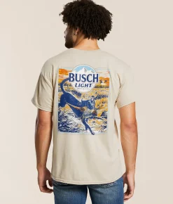 Tops|Graphic T-Shirts | JEDCo Busch Light Pheasant Field T-Shirt Sand