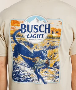 Tops|Graphic T-Shirts | JEDCo Busch Light Pheasant Field T-Shirt Sand