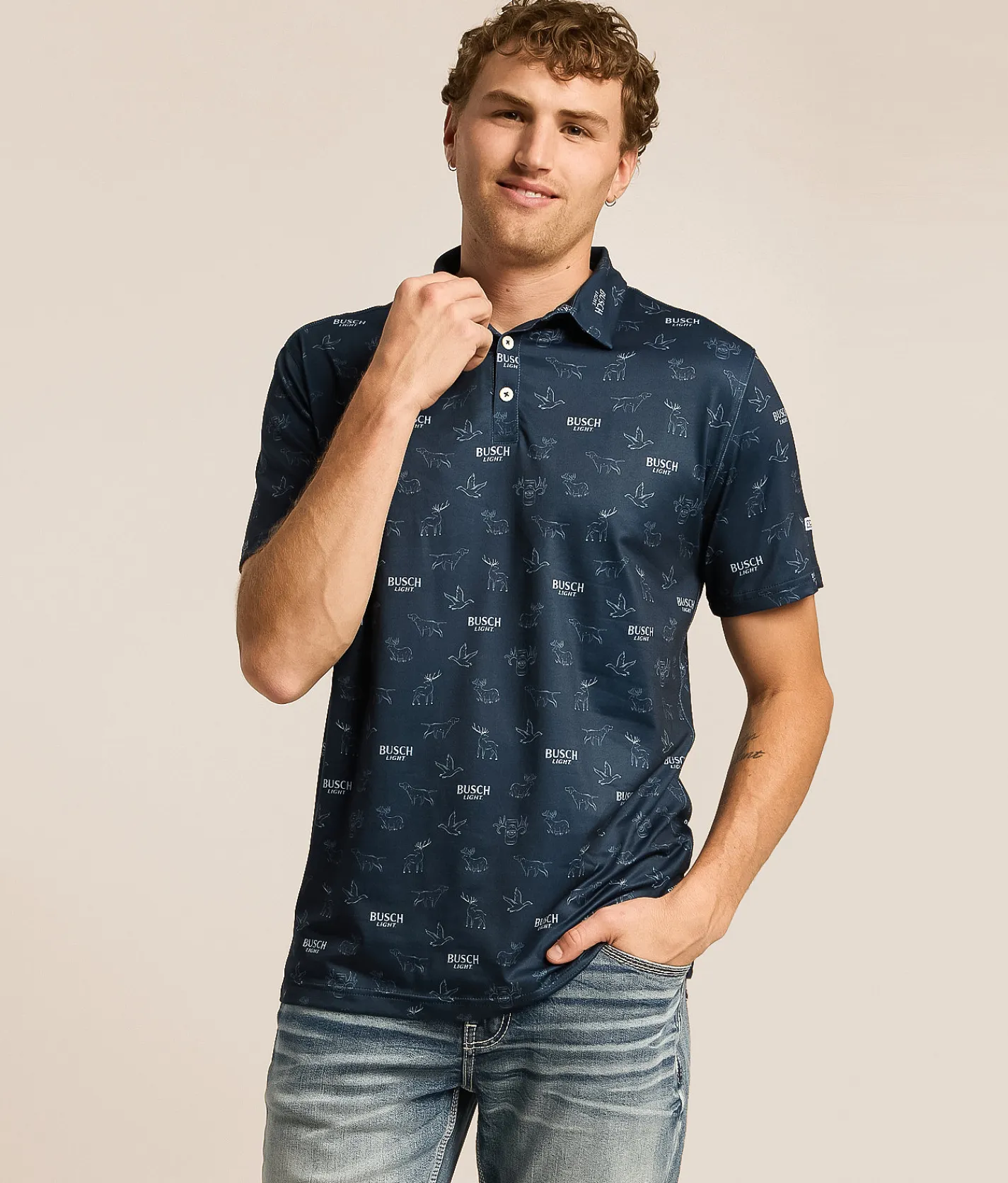 Tops | JEDCo Busch Light Polo Navy