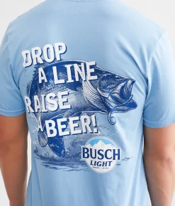 JEDCo Busch Light Raise A Beer T-Shirt Light Blue Sale