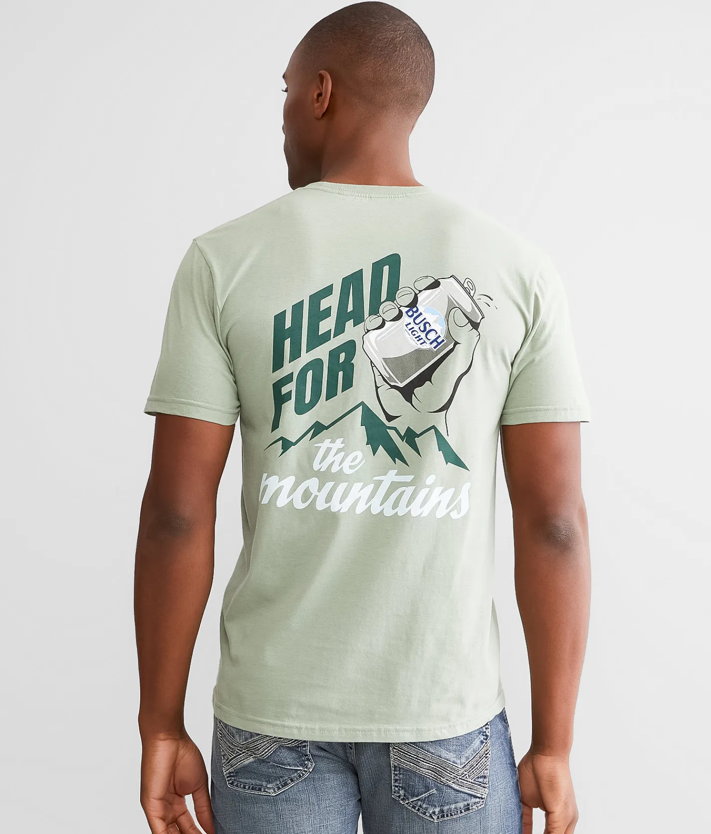 Graphic T-Shirts | Brew City Busch Light® Reach For The Mountains T-Shirt Sage
