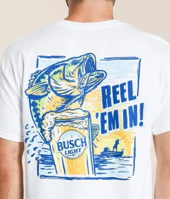 Tops|Graphic T-Shirts | JEDCo Busch Light Reel In T-Shirt White