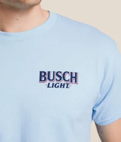 Tops|Graphic T-Shirts | JEDCo Busch Light Reel Ones T-Shirt Light Blue