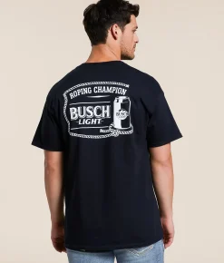 Tops|Graphic T-Shirts | Brew City Busch Light Rodeo Roping Champion T-Shirt Black