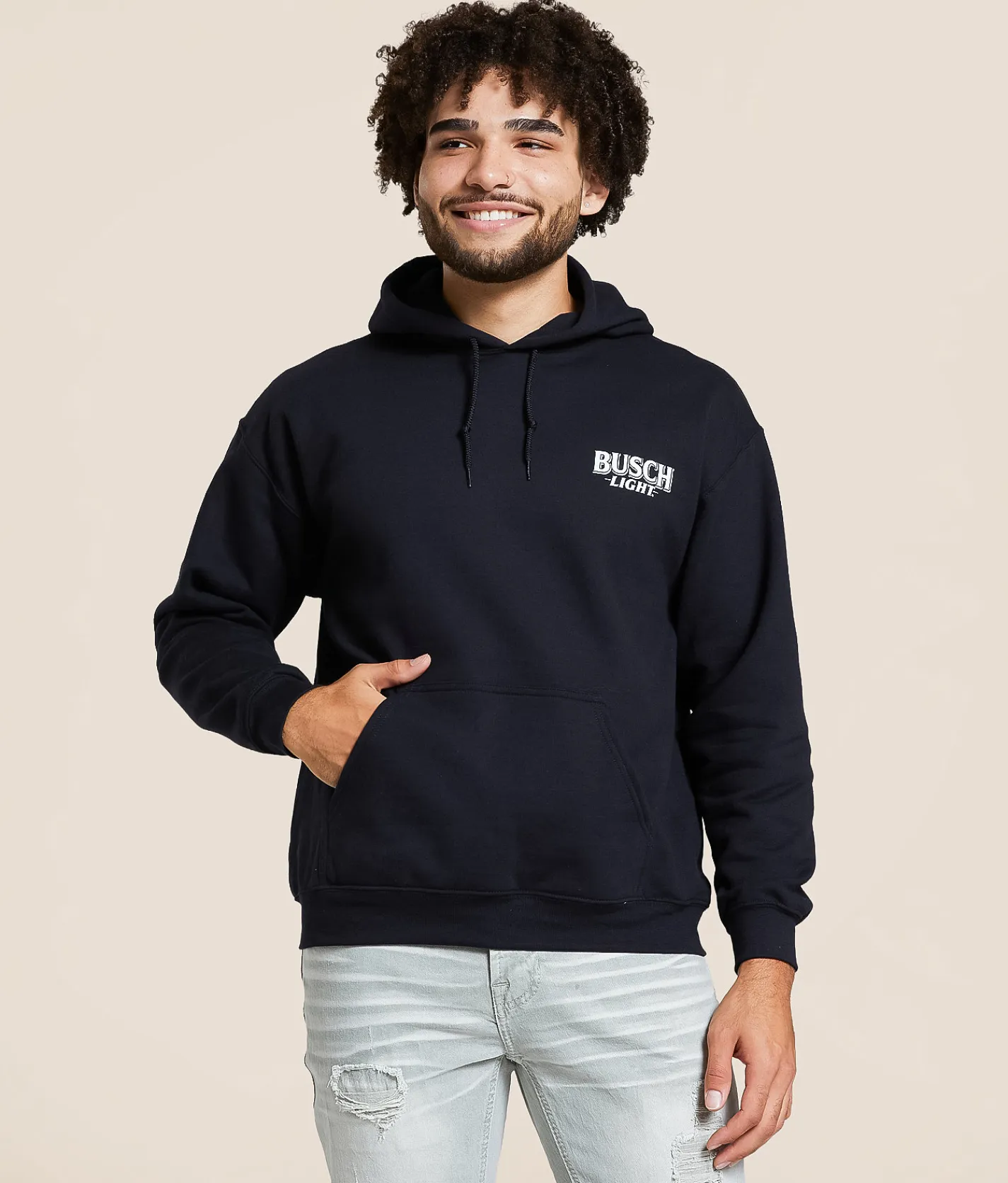 Tops | JEDCo Busch Light Spaniel Flush Hooded Sweatshirt Black