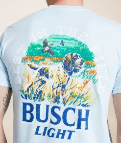 JEDCo Busch Light Spaniel Flush T-Shirt Chambray Hot