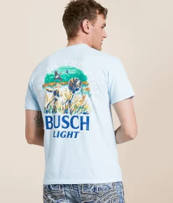 JEDCo Busch Light Spaniel Flush T-Shirt Chambray Hot