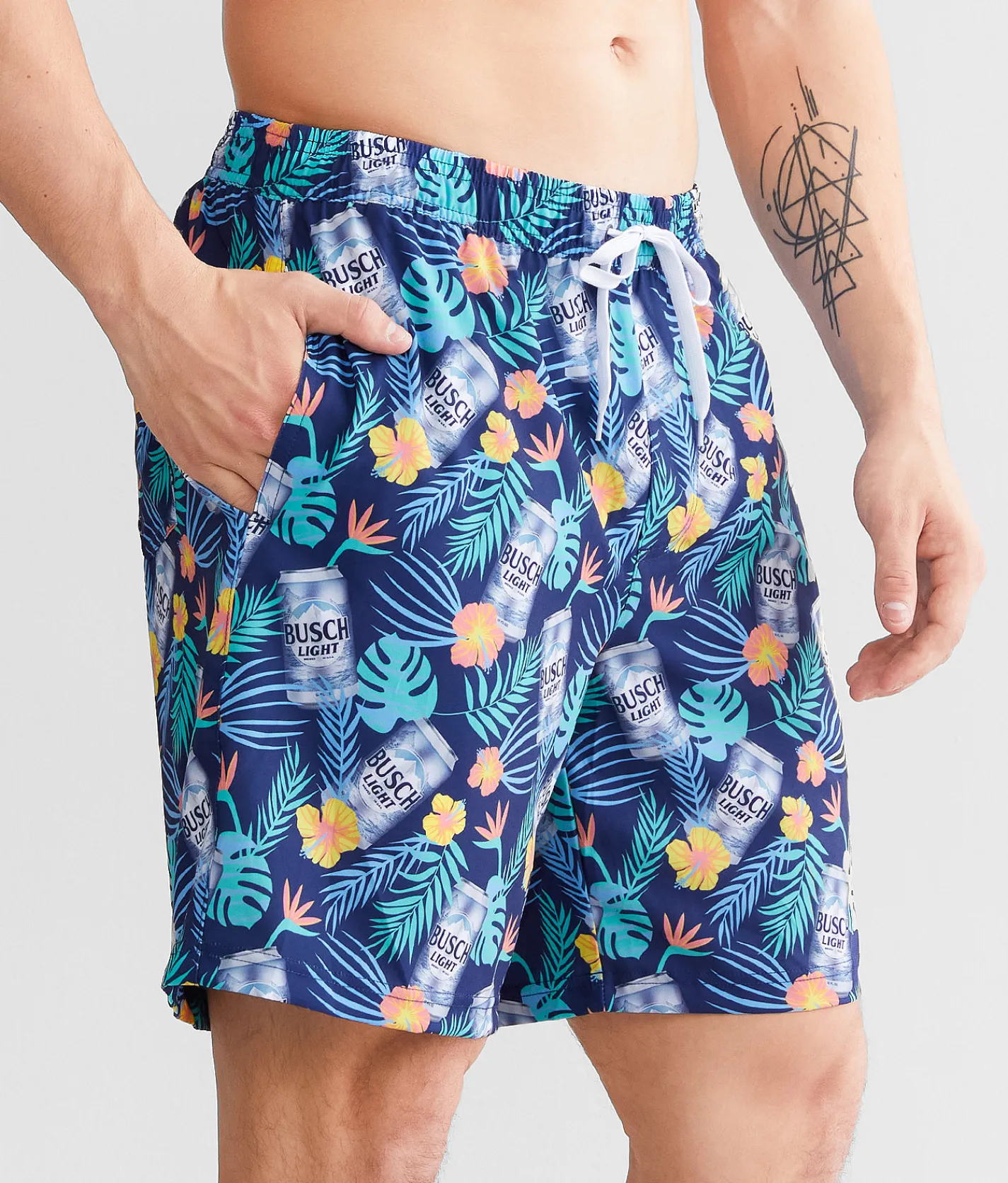 Tipsy Elves Busch Light® Stretch Swim Trunks Navy Outlet