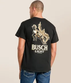 Tops|Graphic T-Shirts | JEDCo Busch Light Vintage Horse T-Shirt Black