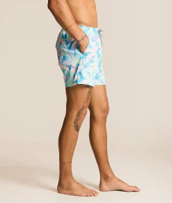 party pants Busy Palms Happy Hour Stretch Swim Trunks Cyan Outlet