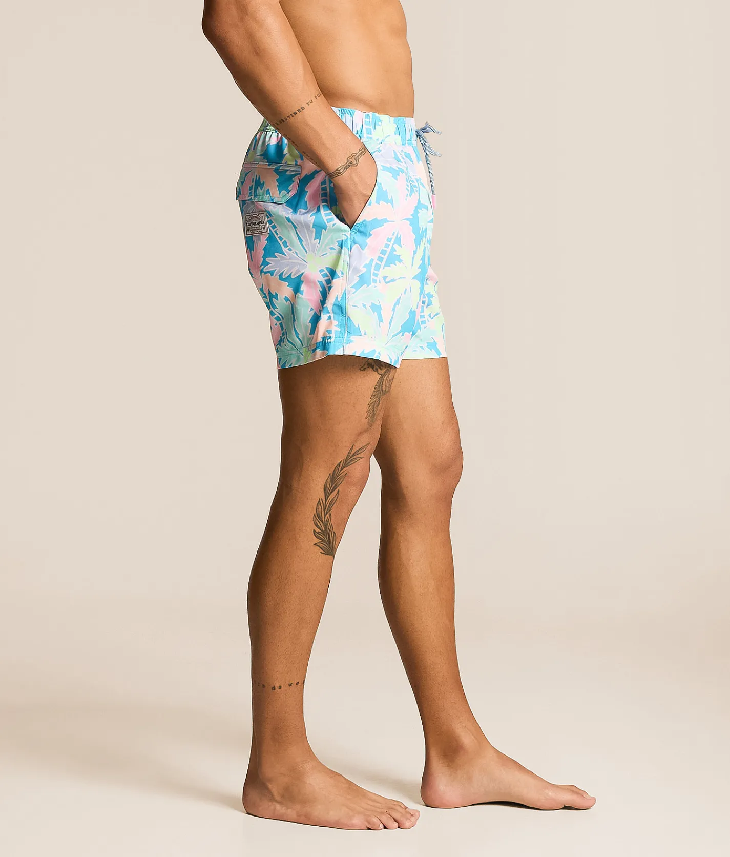 party pants Busy Palms Happy Hour Stretch Swim Trunks Cyan Outlet