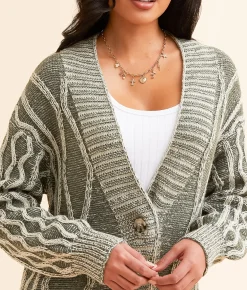 Tops | BKE Cable Knit Cardigan Sweater Agave