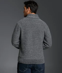 Outpost Makers Cable Knit Shawl Sweater Charcoal Heather New