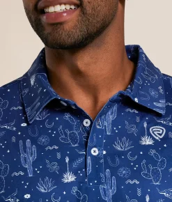 Tops | Rock & Roll Denim Cactus Stretch Polo Navy