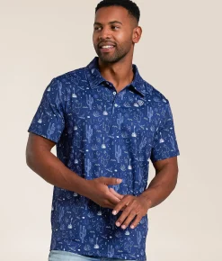 Tops | Rock & Roll Denim Cactus Stretch Polo Navy