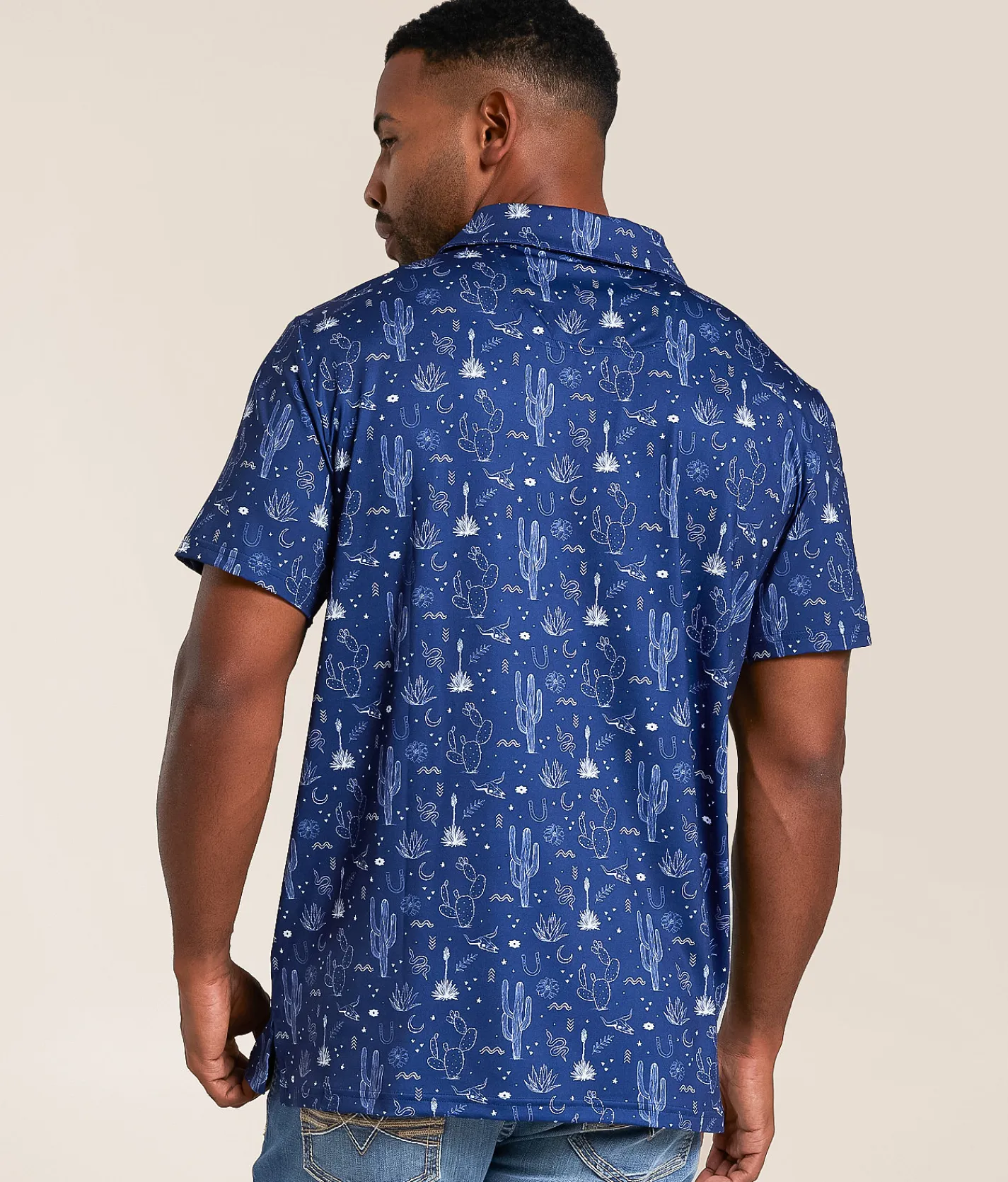 Tops | Rock & Roll Denim Cactus Stretch Polo Navy