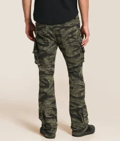 Caliber Camo Cargo Stacked Flare Stretch Jean Shellback Tiger Camo Clearance