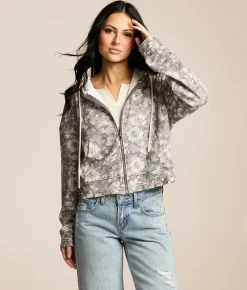 Gilded Intent Cropped Hoodie Camo Floral Hot