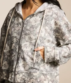 Gilded Intent Cropped Hoodie Camo Floral Hot