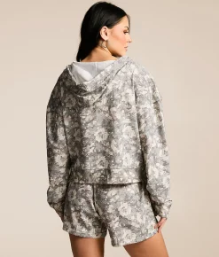 Gilded Intent Cropped Hoodie Camo Floral Hot