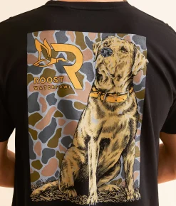 Graphic T-Shirts | Roost Waterfowl Camo Lab Puppy T-Shirt Black