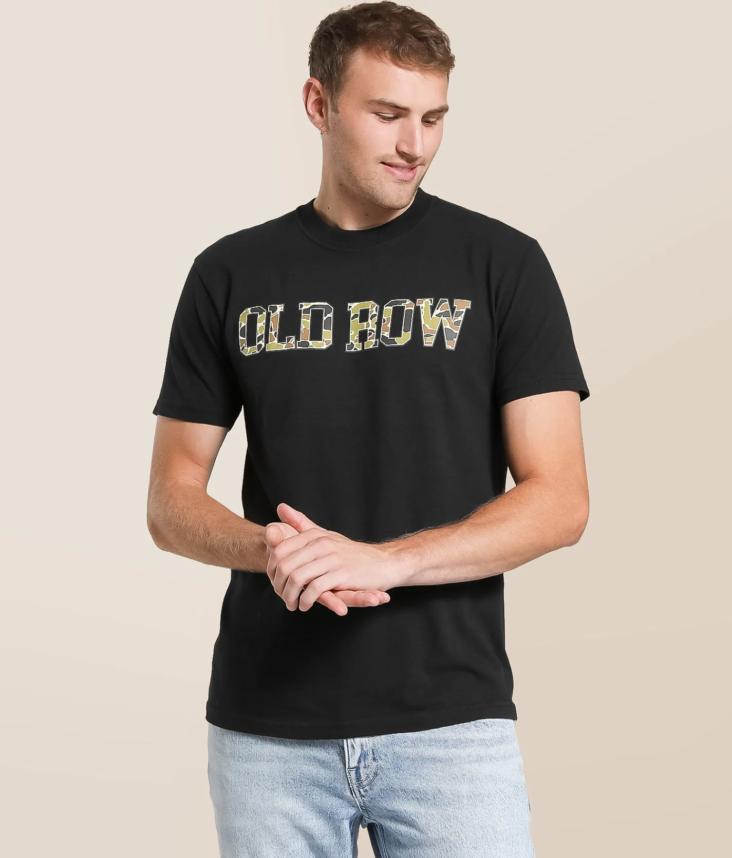 Old Row Camo Logo T-Shirt Black New