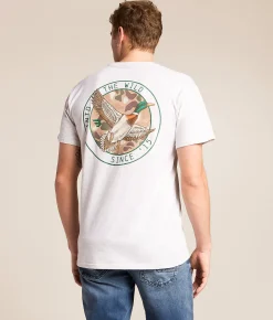 Tops|Graphic T-Shirts | BURLEBO Camo Mallard Duck T-Shirt Heather Ash Grey