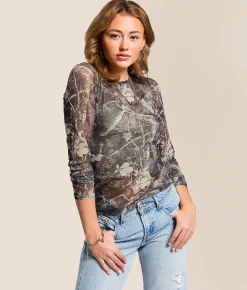 Gilded Intent Camo Mesh Top Tonal Camo