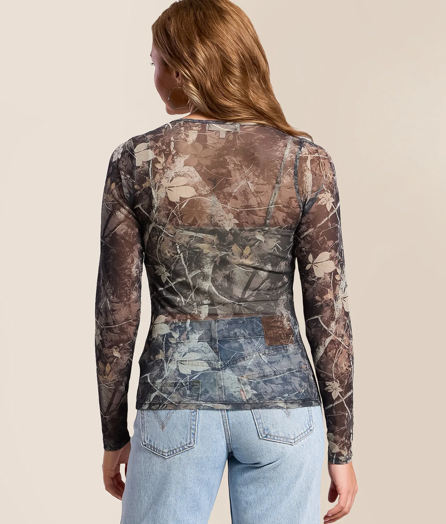 Gilded Intent Camo Mesh Top Tonal Camo