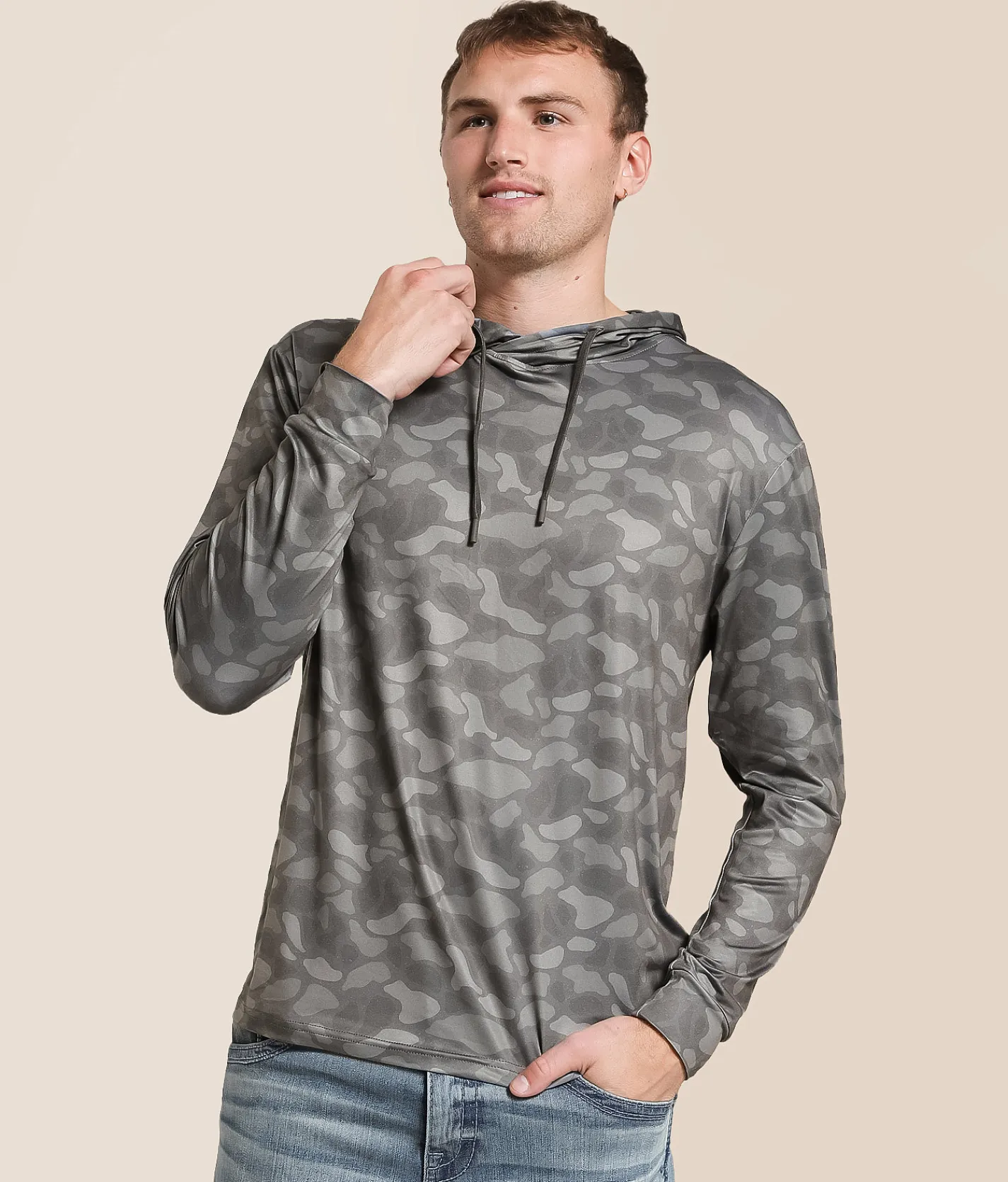 Tops | BURLEBO Camo Performance Hoodie Stone Camo
