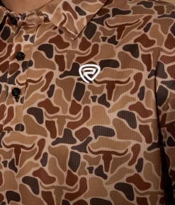Tops | Hooey x Rock & Roll Denim Camo Performance Polo Camel