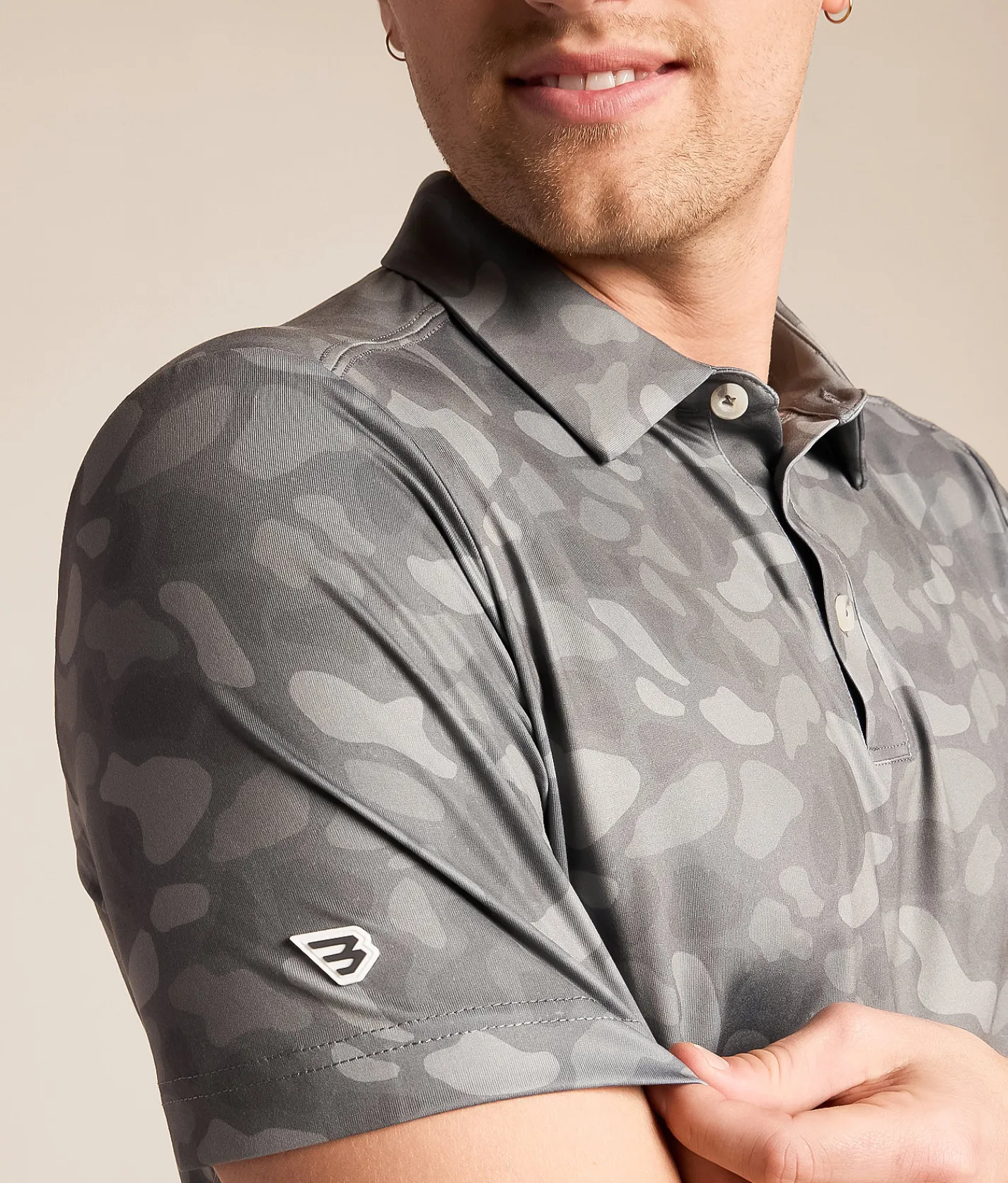 Tops | BURLEBO Camo Performance Polo Stone Camo