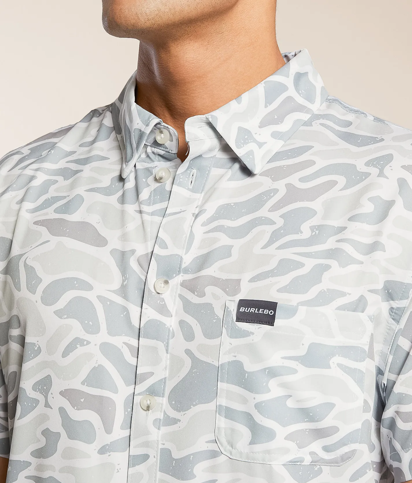 Tops | BURLEBO Camo Performance Stretch Shirt White