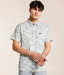 Tops | BURLEBO Camo Performance Stretch Shirt White