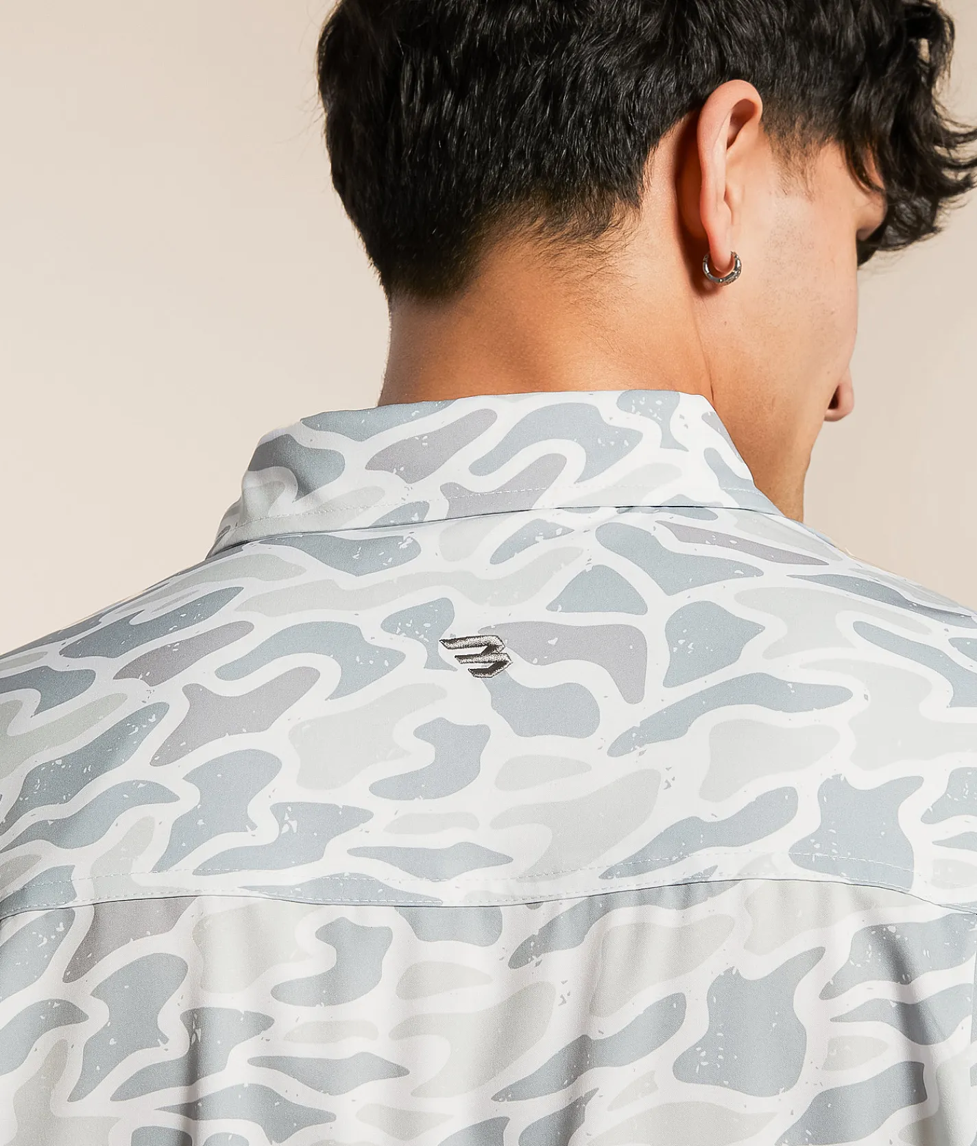 Tops | BURLEBO Camo Performance Stretch Shirt White