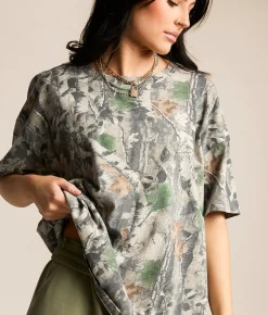 Gilded Intent Print Oversized T-Shirt Camo Online